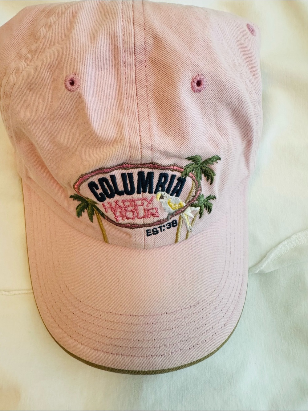 Columbia Unisex Hat Pink Happy Hour with Embroidered Palm Trees Margarita GC